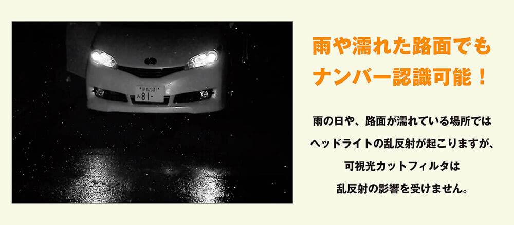 雨の日のナンバープレート防犯カメラ撮影映像