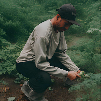 山菜を盗む人物