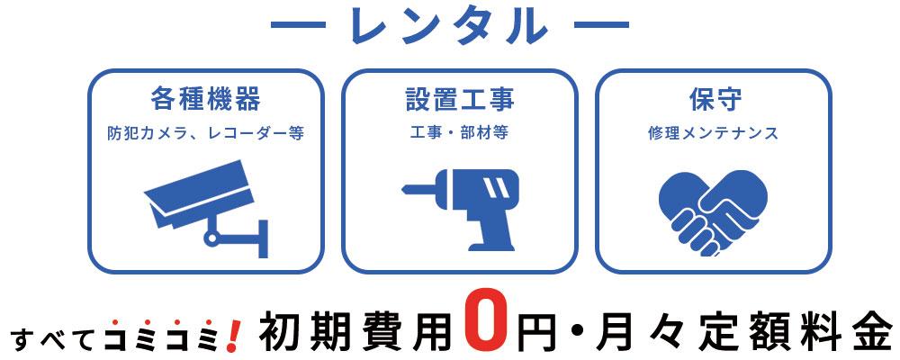初期費用0円・月額で始められる防犯カメラレンタルプラン